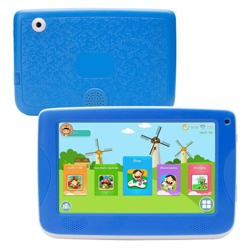 

Q718 7inch Quad Core Tablet for Children 1024*600 Pixels Android 4.4 System 512MB+8GB Memory with Silicone Case Blue EU Plug