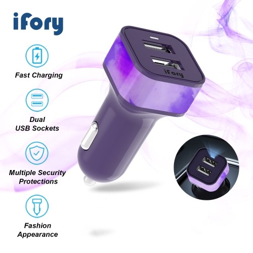 iFory Car Charging Adapter 36W Quick Charge with Dual USB Ports