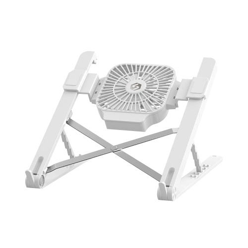 

Laptop Stand with Cooling Fan Folding Portable Laptop Bracket 5-level Height Adjustable Desktop Cooling Holder White