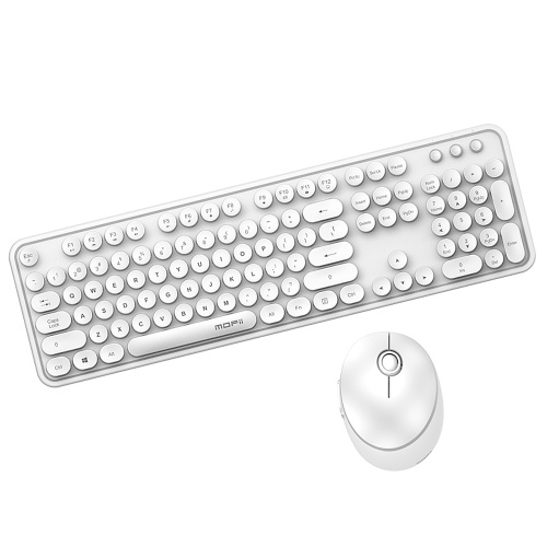 

Mofii Sweet Keyboard Mouse Combo Pure Color 2.4G Wireless Keyboard Mouse Set Circular Suspension Key Cap for PC Laptop