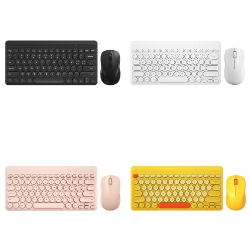 

BOW K610 2.4G Wireless Keyboard And Mouse Set 79 Key Round Keycaps Mini Portable Ergonomic Design Keyboard for Mac/Windows White