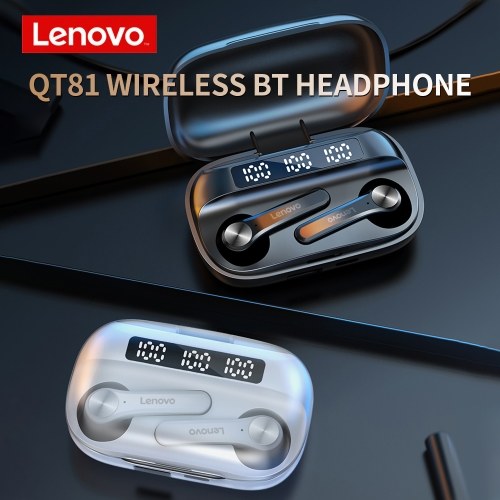 

Lenovo QT81 Wireless BT Headphone Semi-in-ear Sports Earbuds Waterproof Sweatproof Earphone with Digital Display Screen White