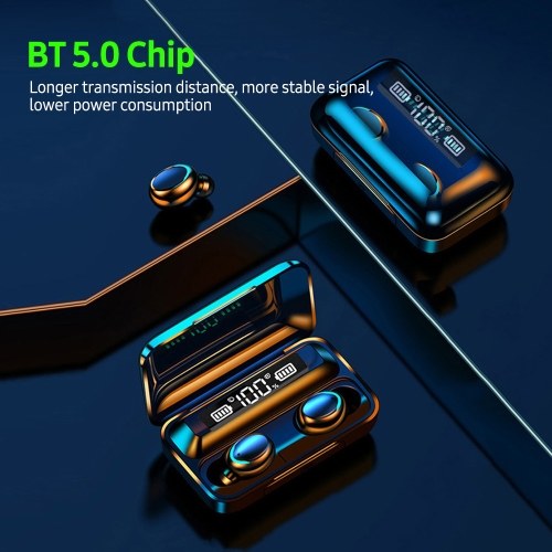 

Wireless BT Headphone In-ear Sports Earbuds with Battery Display Screen Intelligent Touch Control Power Bank Function White