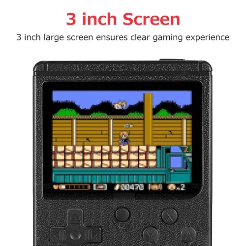 

Portable Handheld Game Console 3 inch Full-color Screen Built-in 400 Retro Games 1020mAh Battery Support AV Output (with Gamepad）