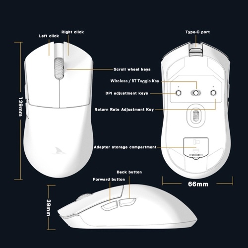 

Motospeed Darmoshark 2.4G Wireless Mouse BT5.0 Slim Rechargeable Mouse 4800 DPI