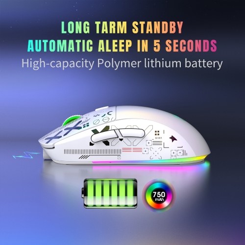 hxsj T90 2.4G Wireless Mechanical Mouse RGB Gaming Mouse Ergonomic Design 10 Million Keystroke Lifetime 3600DPI 11 RGB Lighting Modes 