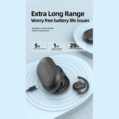 Wireless Earbuds ACS Stereo Sound BT5.4 Earphone Waterproof Ergonomic Design Open On-Ear Sports Earbuds Intelligent Touch Control 20H Long Endurance Suitable for All Ear Types 