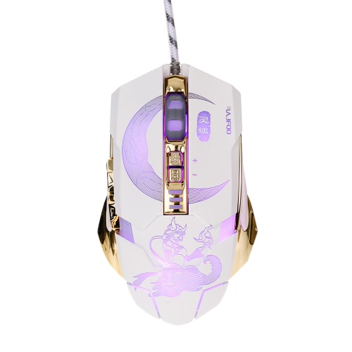Rajfoo SmartFox Professional Optical Esport Gaming Mouse Macro Programmable Mice 7 Buttons 3200DPI Adjustable Breathing LED Light USB Wired for Pro Gamers