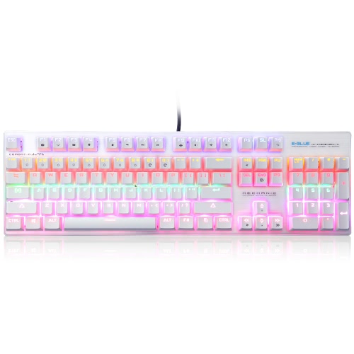 E-3LUE EKM753 Luz de fundo LED colorida Teclado de jogo mecânico