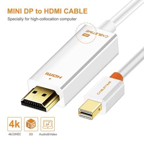 

Cabletime Mini DisplayPort Thunderbolt to HDMI Cable Mini DP to HDMI 1080P Cable for HDTV Projector PC