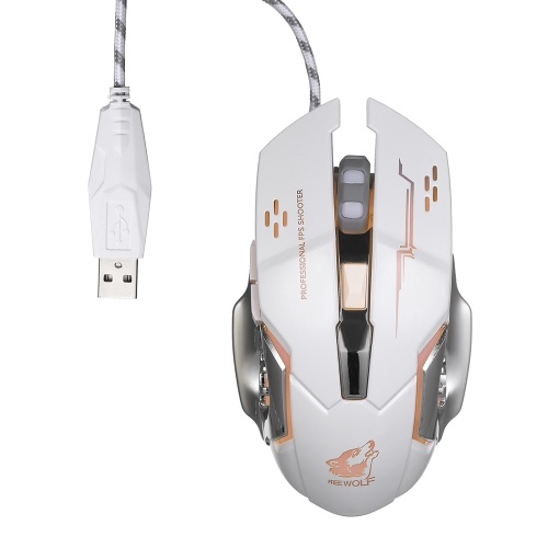 

Free Wolf Wired Gaming Mouse Professional FPS Mouse with 4000DPI Silent Click RGB Light