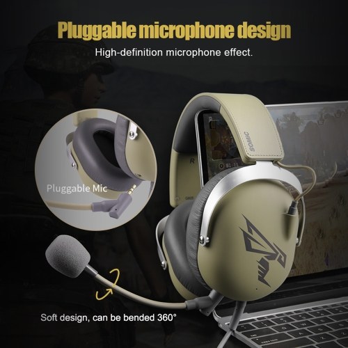 

Somic G805 USB Wired Gaming Headset 7.1 Surround Sound Headphone with Pluggable Microphone(White)