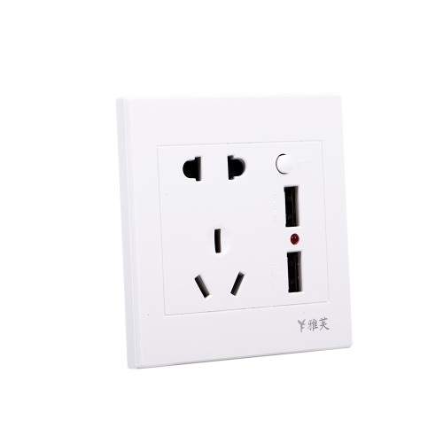 

Electric Outlet with 2 Sockets and 2 USB Ports Wall Mount Socket (White)