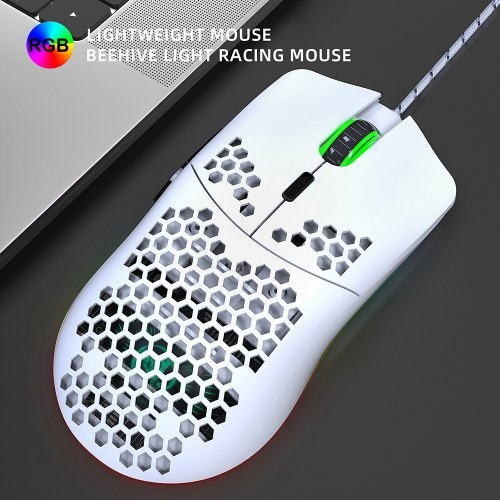 

HXSJ J900 USB Wired Gaming Mouse RGB Gaming Mouse with Six Adjustable DPI Ergonomic Design for Desktop Laptop White