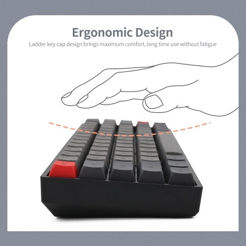 

SK64 Wired Mechanical Gaming Keyboard 64 Keys RGB Backlight Keyboard with Detachable Cable Gateron Optical Switch Dark Grey