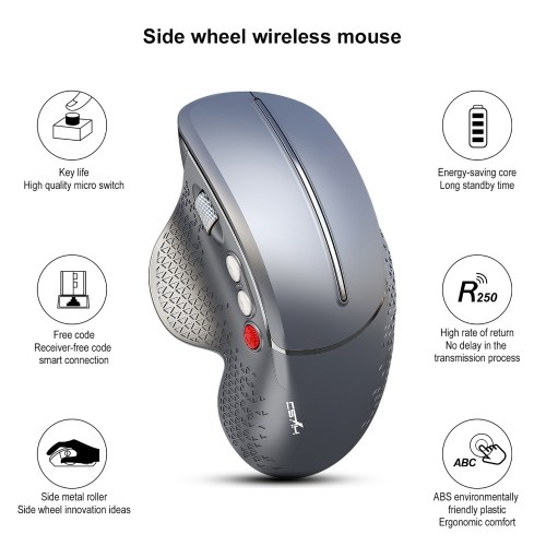 

Wireless Vertical Mouse 2.4G Ergonomic Vertical Gaming Mouse 6-Button Design Aluminum Alloy Side Scroll Wheel Anti-Mouse Hand 10m Wireless Reception