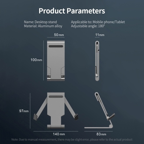 

Metal Desktop Stand Mobile Phone Tablet Holder Foldable Aluminum Alloy Bracket Portable Stand for Smartphone Tablet Grey