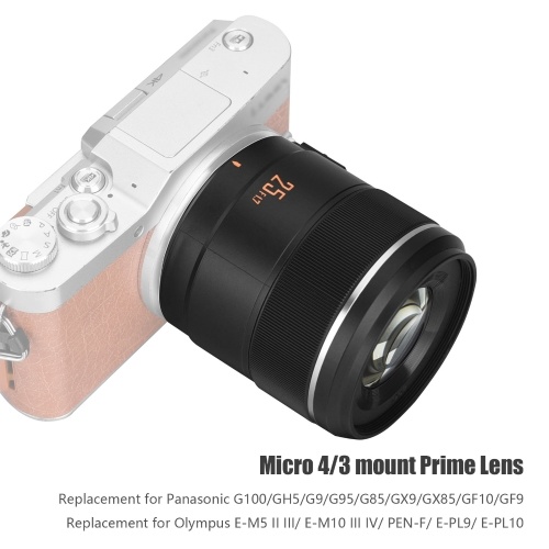 YONGNUO YN25mm F1.7M Camera Prime Lens Auto/ Manual Focus Large Aperture Micro 4/3 Mount Replacement for Panasonic G100/GH5/G9/G95/G85/GX9/GX85/GF10/GF9 for Olympus E-M5 II III/ E-M10 III IV/ PEN-F/ E-PL9/ E-PL10 Cameras 