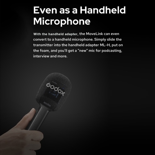 Godox ML-H Microphone Handheld Adapter Handle Grip Bracket for Godox MoveLink M1/M2/UC1/UC2 Wireless Microphone System 
