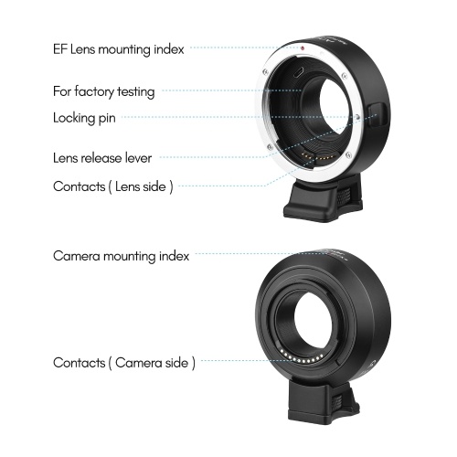 Andoer EF-FX II Lens Mount Adapter Ring Auto Focus Anti-Shake Aluminum Alloy with Tripod Mount 