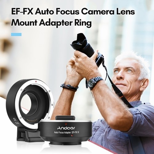 Andoer EF-FX II Lens Mount Adapter Ring Auto Focus Anti-Shake Aluminum Alloy with Tripod Mount 