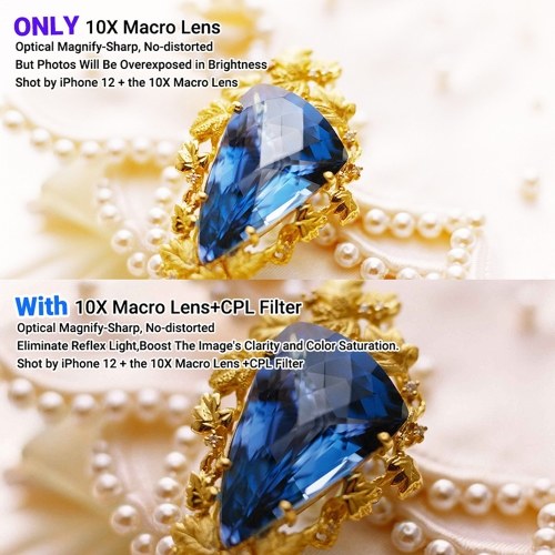 APEXEL Mobile Phone 100mm Macro Lens 10X + CPL Filter Kit with Universal Phone Clip Storage Box Replacement for iPhone 14/13/12/11 Huawei Smartphones