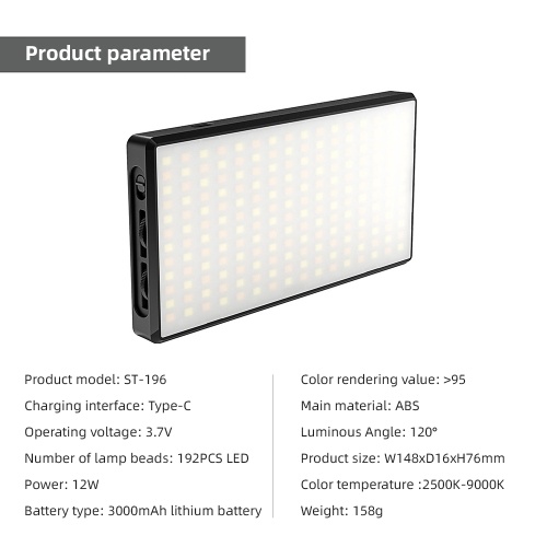 12W Pocket Led Light Mini Video Lamp Photography Light 