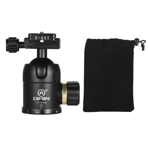 DIFUN F-44A Professionelle Aluminiumlegierung Kugelkopf Panorama Kopf Dämpfung Videokopf Stativkopf 1/4 Zoll Schraube für Canon Nikon Sony DSLR ILDC Kameras max. Ladekapazität 15kg