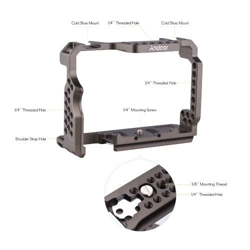 Andoer Aluminum Alloy Camera Cage Video Rig Replacement for Sony A7R III/ A7 II/ A7III 