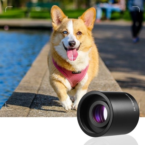 Andoer 2X Teleconverter Lens Manual Focus Converter Lens for 650-1300mm 500mm 420-800mm Camera T-mount Lenses 