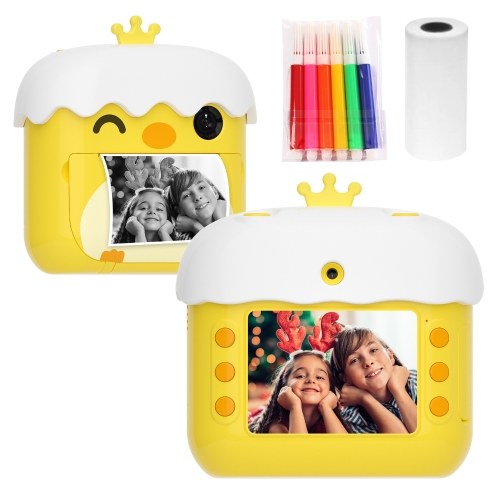 

1080P Kids Camera Digital Instant Camera -Yellow , No TF Card