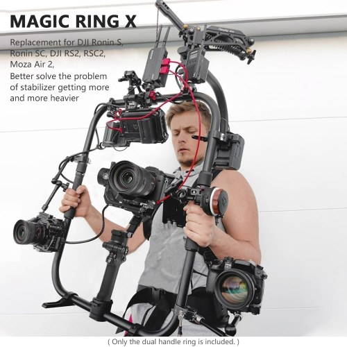 DF DIGITALFOTO MAGIC RING X Professional Dual Handle Grip Ring Handheld Stabilizer Photography Accessory Load Bearing 20KG Replacement for DJI Ronin S/Ronin SC/ DJI RS2/ RSC2/ Moza Air 2 