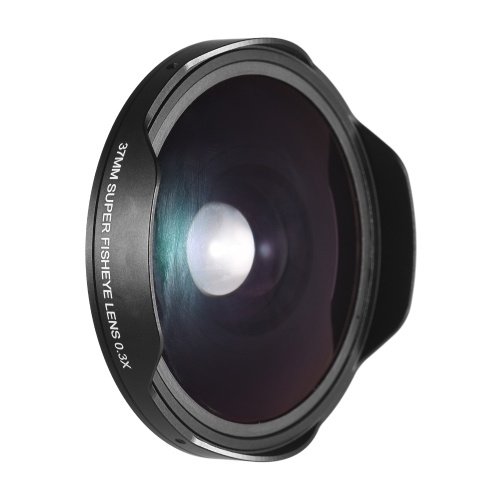 Andoer 37MM 0.3X HD Ultra Wide Angle Fisheye Lens with Hood Replacement for Camcorders 