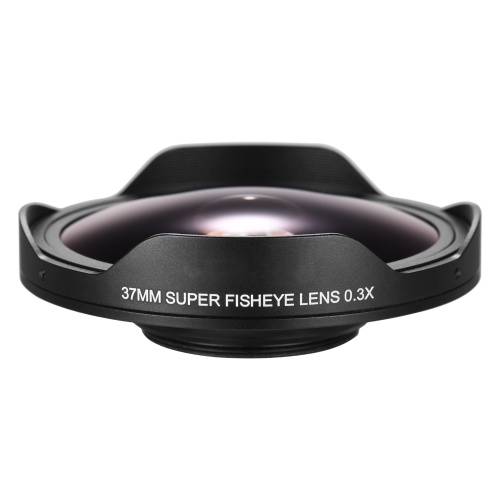 Andoer 37MM 0.3X HD Ultra Wide Angle Fisheye Lens with Hood Replacement for Camcorders 