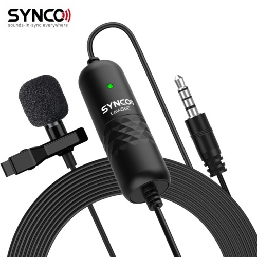 

SYNCO Lav-S6E Professional Lavalier Microphone Clip-on Omnidirectional Condenser Lapel Mic Auto-Pairing 6M/19.7 Long Cable with Windscreen for DSLR Camera Smartphone PC Video Recording Vlogging Interview Online Meeting Teaching