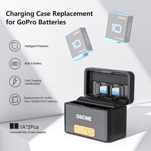 ZGCINE PS-G10 mini Portable Sports Camera Battery Fast Charging Case 