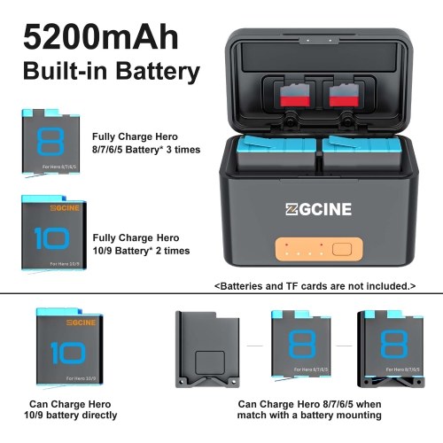 ZGCINE PS-G10 mini Portable Sports Camera Battery Fast Charging Case 