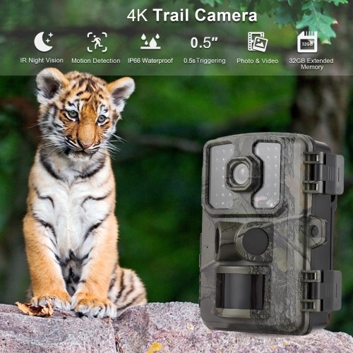 4K Trail Camera 16MP Wildlife Scouting Camera Tracking Camera with 2.0 Inch TFT Color Screen 