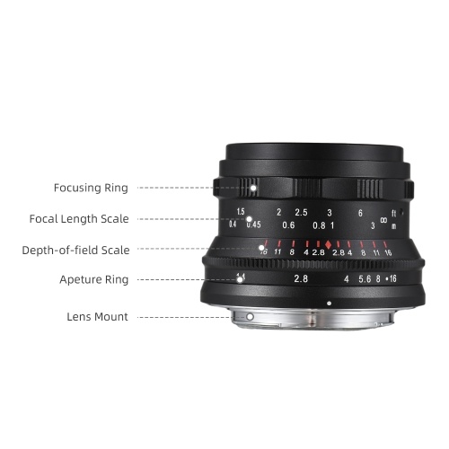Andoer 35mm Fixed Focus Camera Lens Full Frame Camera Prime Lens F1.4 Large Aperture Manual Focus(E Mount) 
