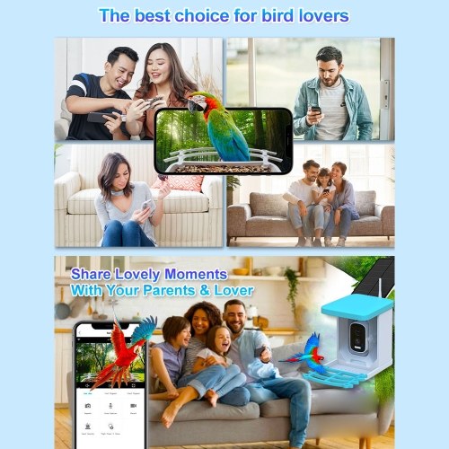 Smart Bird Feeder with 2.5K 4MP Camera 2L Capacity Bird Feeder for Outdoors with Solar Panel 