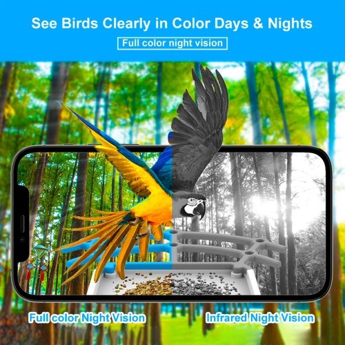 Smart Bird Feeder with 2.5K 4MP Camera 2L Capacity Bird Feeder for Outdoors with Solar Panel 
