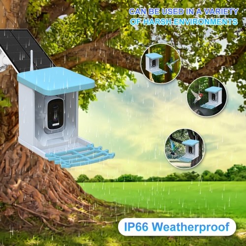 Smart Bird Feeder with 2.5K 4MP Camera 2L Capacity Bird Feeder for Outdoors with Solar Panel 