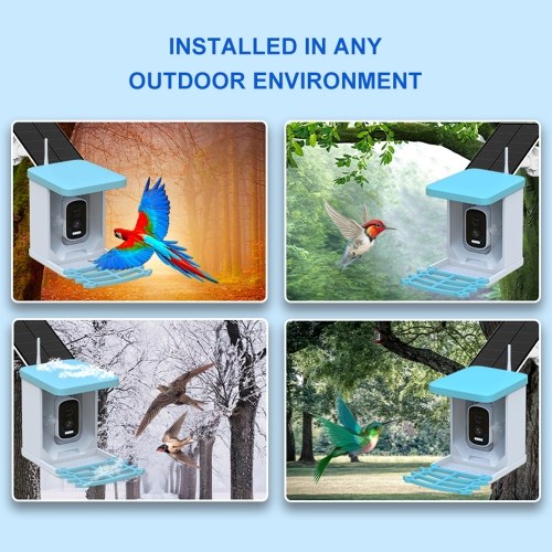 Smart Bird Feeder with 2.5K 4MP Camera 2L Capacity Bird Feeder for Outdoors with Solar Panel 