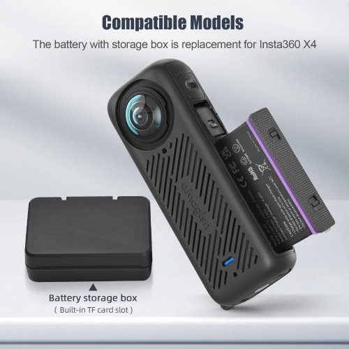 Panoramic Camera Battery and Charger Kit with 3-slot Battery Charger + 3pcs Batteries 3.85V 2500mAh + Type-C Charging Cable Replacement for Insta360 X4 