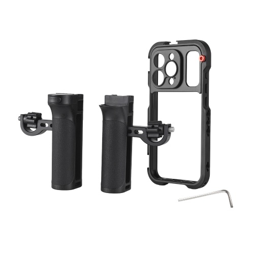 Tomtop Portable Phone Cage with Dual Handles Mobile Phone Video Rig Handheld Smartphone Stabilizer Several Cold Shoe Mounts Replacement for iPhone 15 Pro Max 