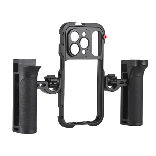 Tomtop Portable Phone Cage with Dual Handles Mobile Phone Video Rig Handheld Smartphone Stabilizer Several Cold Shoe Mounts Replacement for iPhone 15 Pro Max 