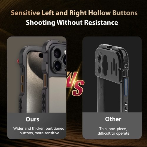 Tomtop Portable Phone Cage with Dual Handles Mobile Phone Video Rig Handheld Smartphone Stabilizer Several Cold Shoe Mounts Replacement for iPhone 15 Pro Max 