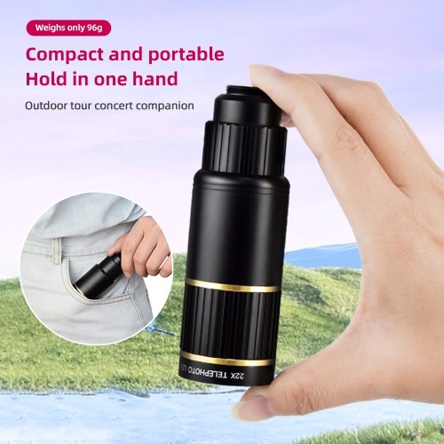 22X Phone Telephoto Lens Kit with Phone Holder Lens Clip Eyecap Cleaning Cloth Mini Tripod for Hiking Camping Wildlife Observation Moon Sports Game Concert Watching 