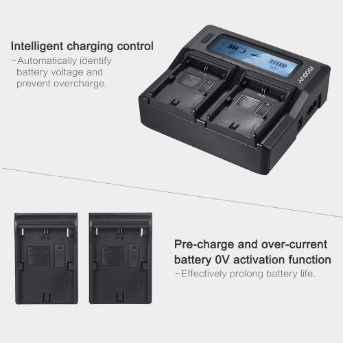 

Andoer LP-E6 LP-E6N Dual Channel Digital Camera Battery Charger LCD Display for Canon EOS 5DII 5DIII 5DS 5DSR 6D 7DII 60D 80D 70D with DC Car Charger