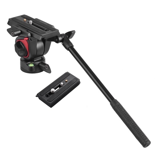 miliboo Video Camera Tripod Action Fluid Drag Head Hydraulic Pan Tilt Head with 2pcs Quick Release Plate for Canon Nikon Sony DSLR